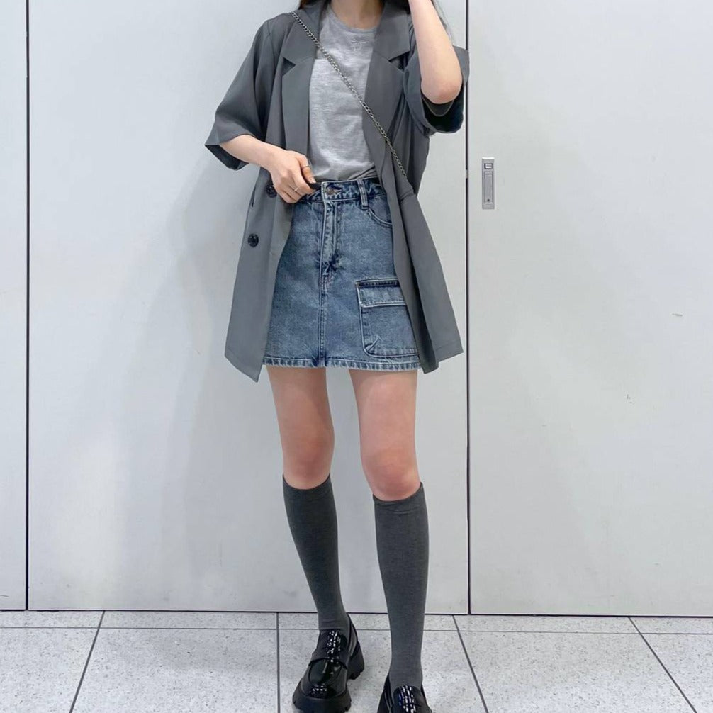 Denim Mini Skirt【 ブルー（82）】