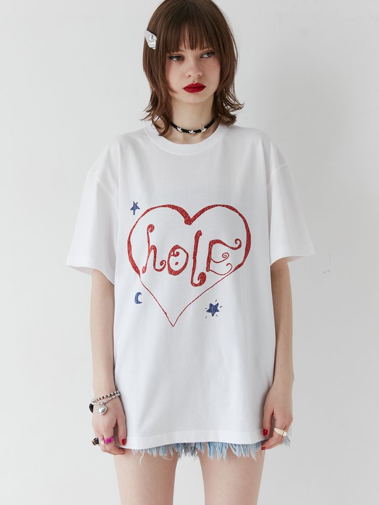 HOLEグラフィックBIGTシャツ コラボ 【オフホワイト】
