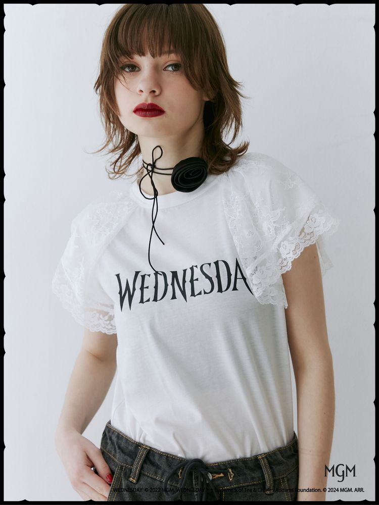 jouetie／ジュエティ／Wednesday レースドッキングラグランTシャツ