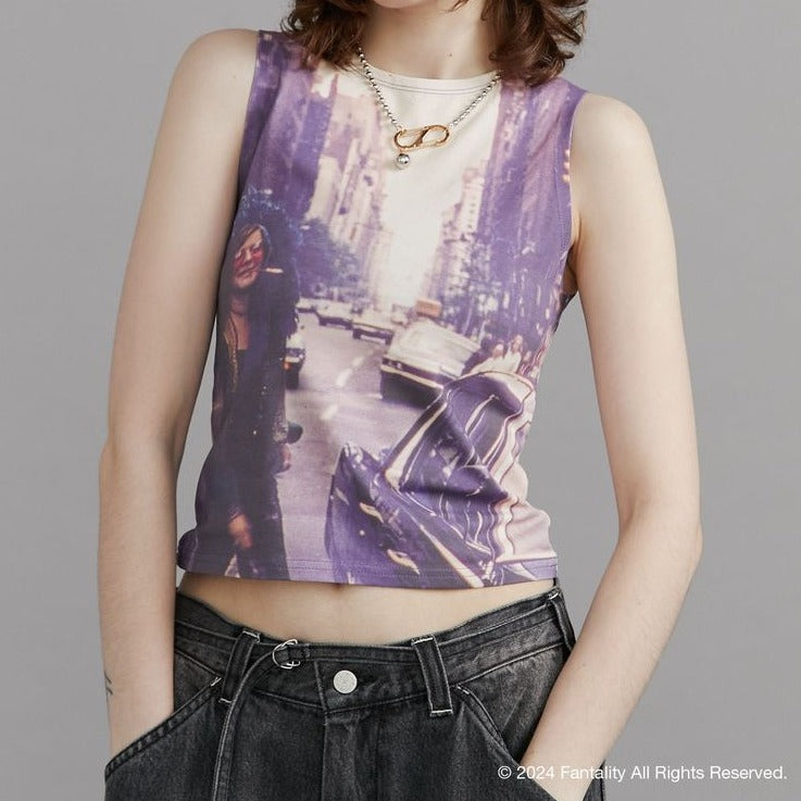 JANIS photo print sleeveless top コラボ 【ミックス】