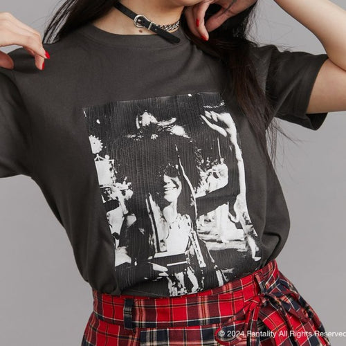 JANIS Distressed photo print t-shirts コラボ 【ブラック】