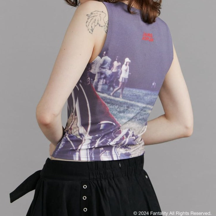 JANIS photo print sleeveless top コラボ 【ダークミックス】