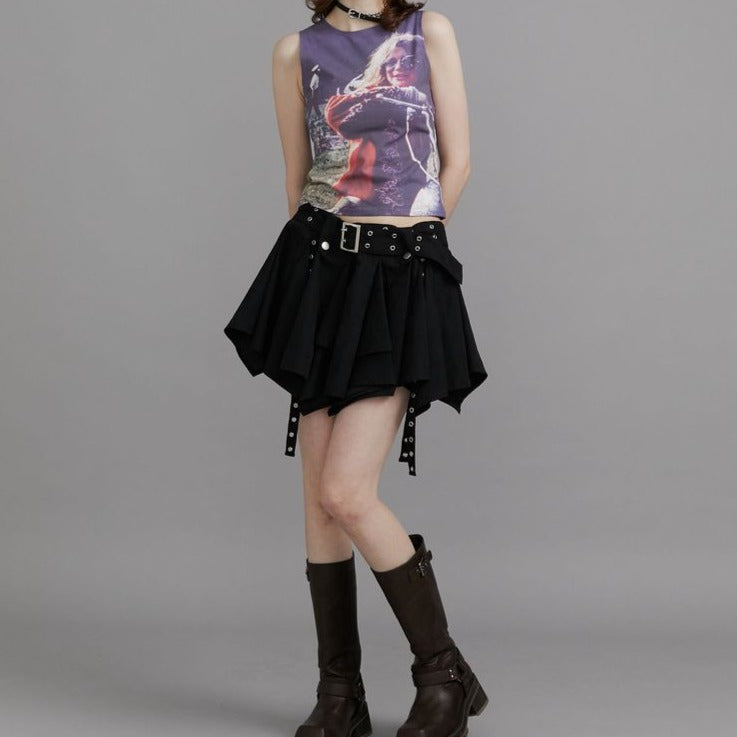 JANIS photo print sleeveless top コラボ 【ダークミックス】