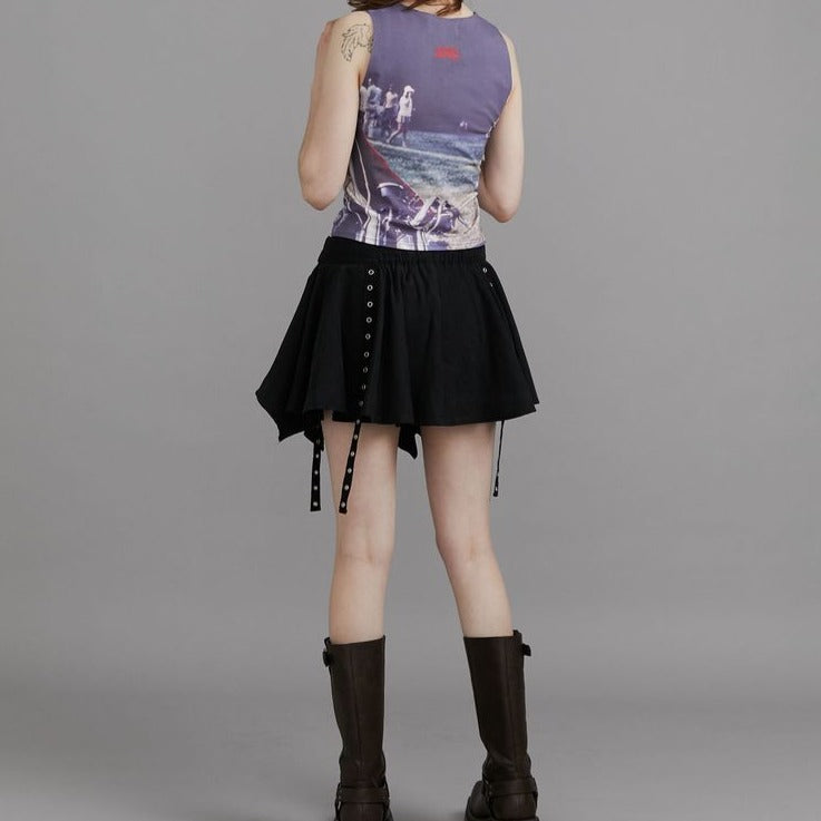 JANIS photo print sleeveless top コラボ 【ダークミックス】