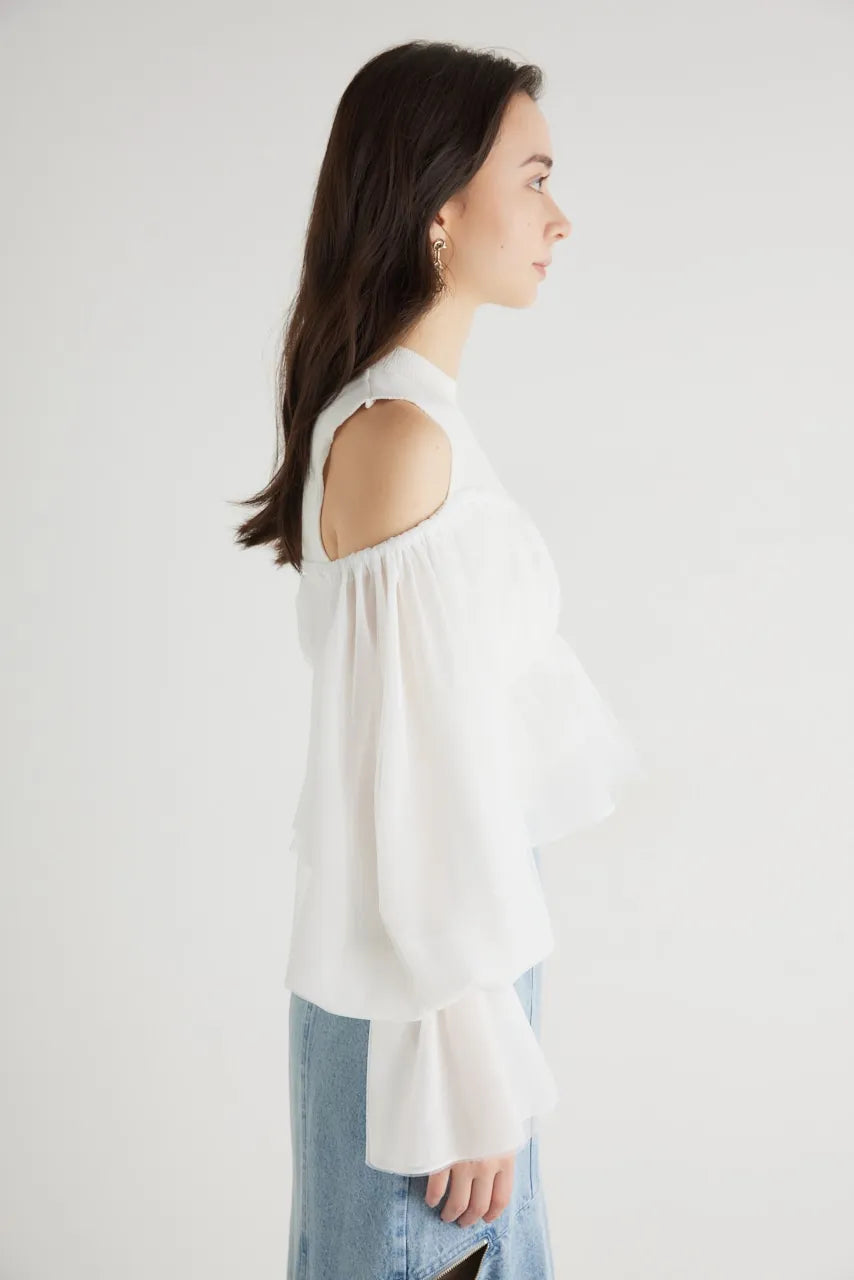 rienda リエンダ／ペプラムチュールコンビKnit TOP【L/GRY】