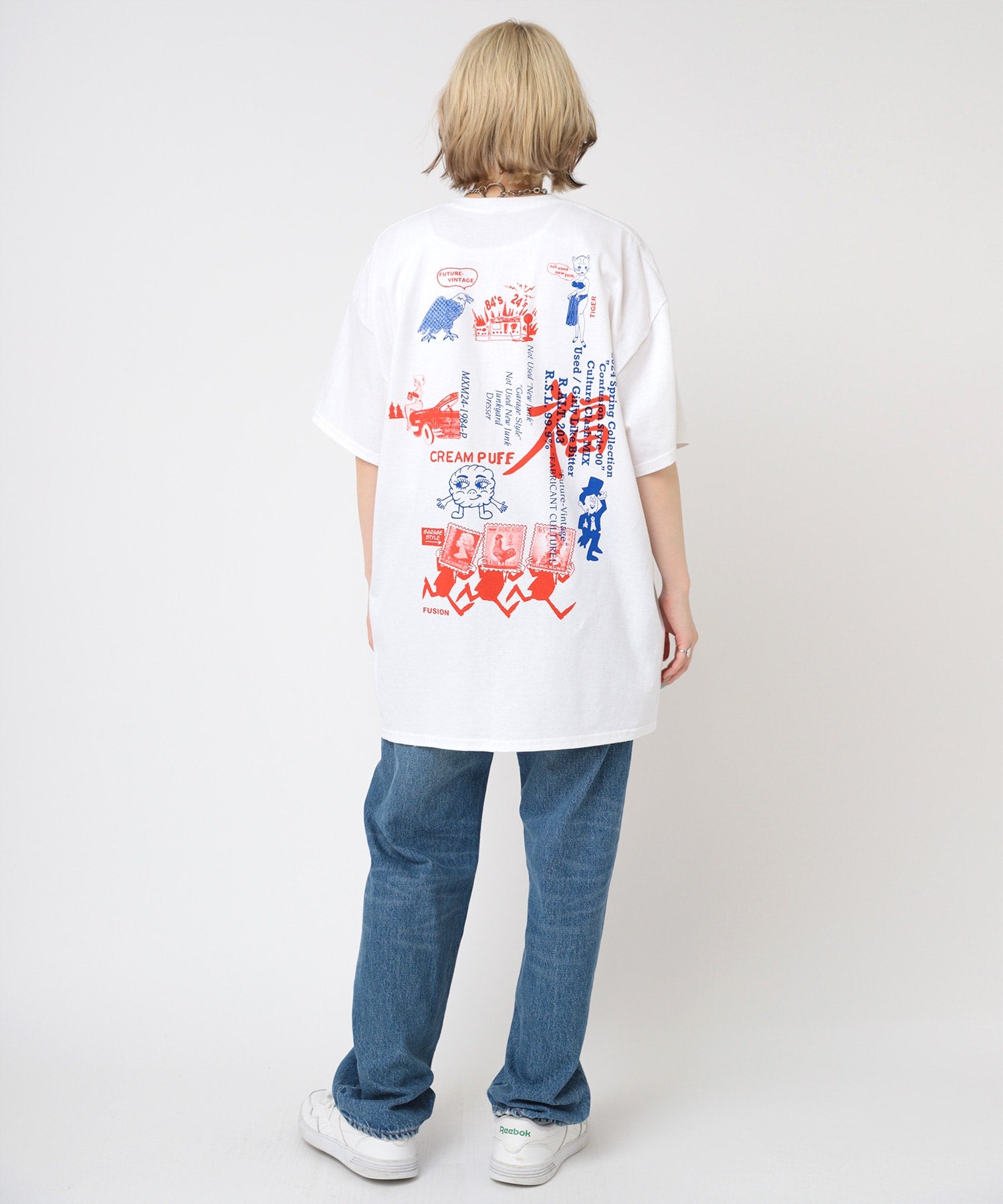 M2210 ラッキーロゴプリント半Tシャツ【ホワイト】